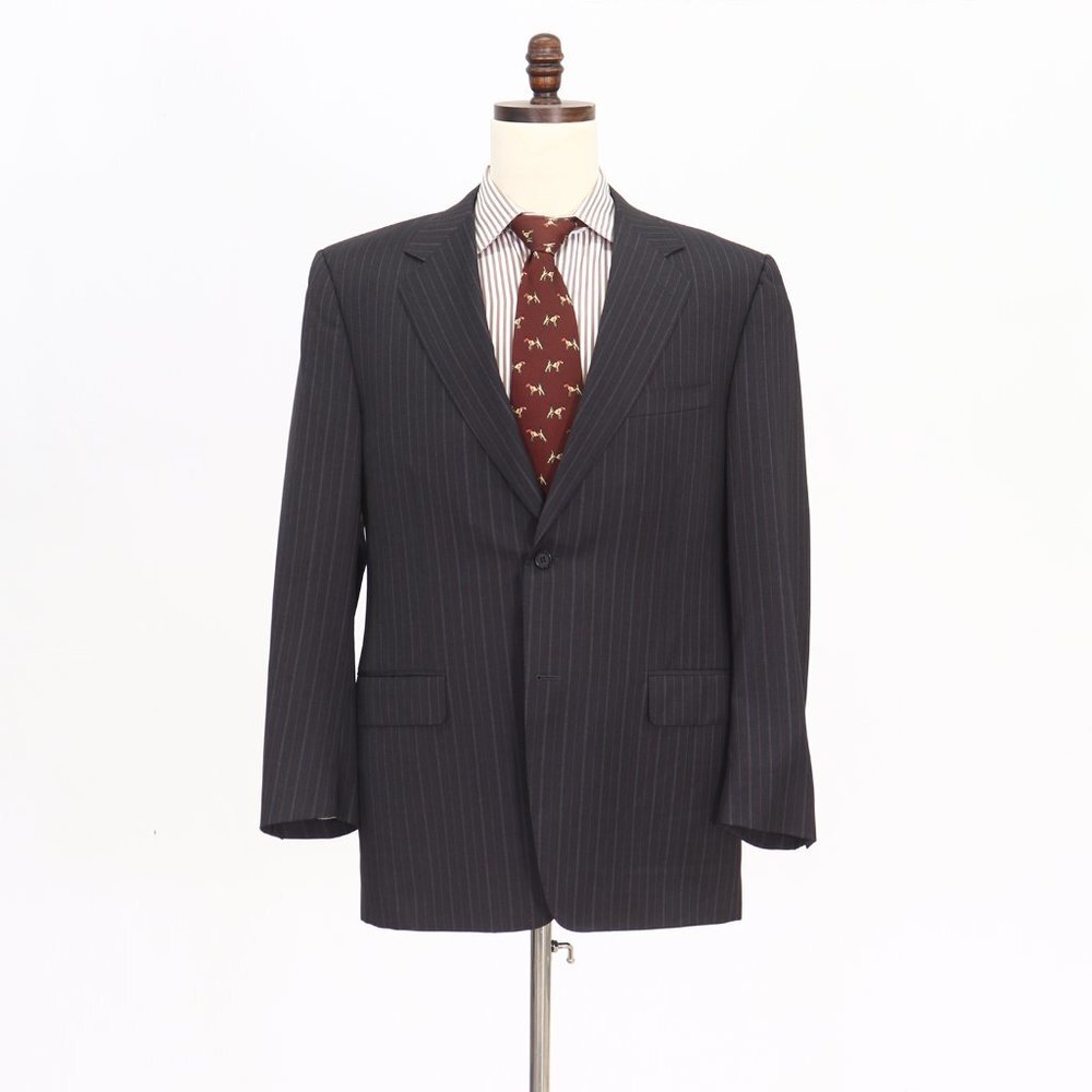 Canali 42R Gray Striped Wool Two Button Suit Jacket O501